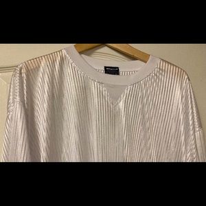 Men’s 100% Polyester XXL White Satin Crew Neck T-Shirt